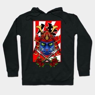 Samurai Cat | Red Kabuto Hoodie